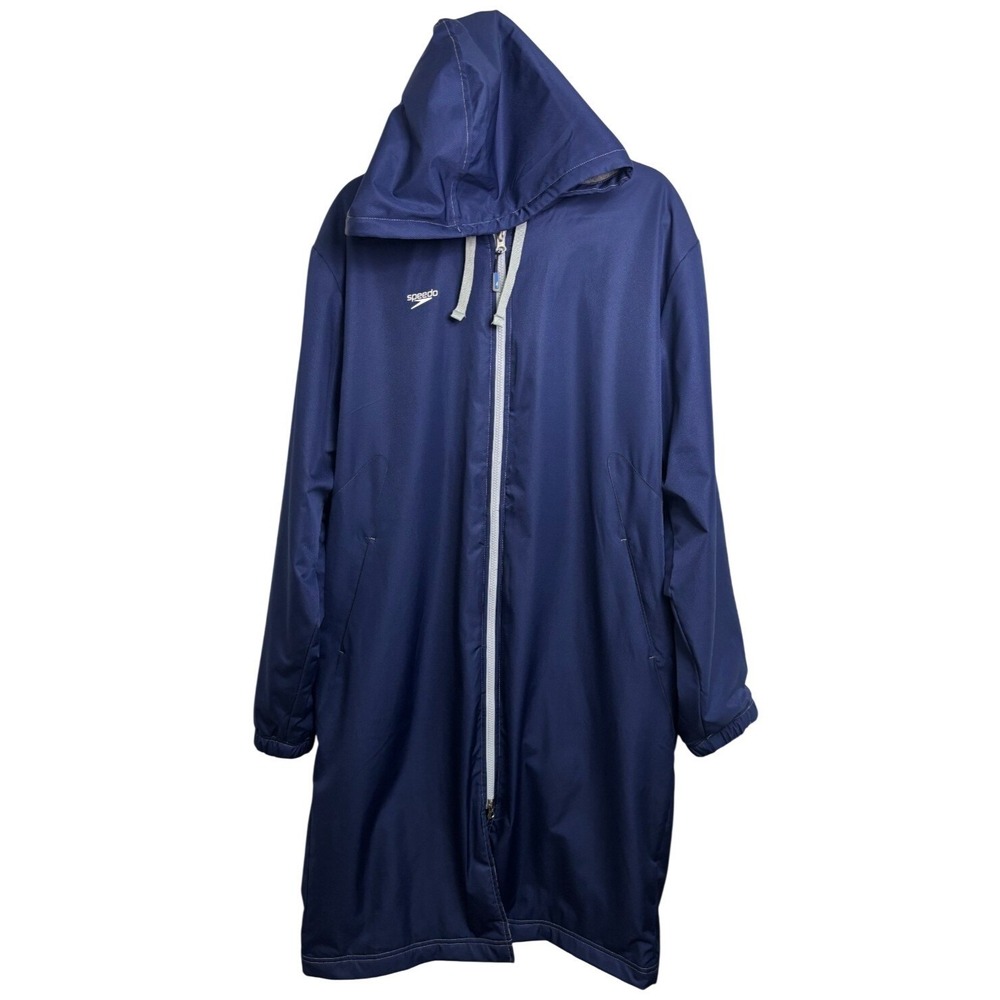 Speedo XL Navy Blue Hooded Fleece Lined Team Swim Parka Jacket Unisex 7201306 - Picture 1 of 8